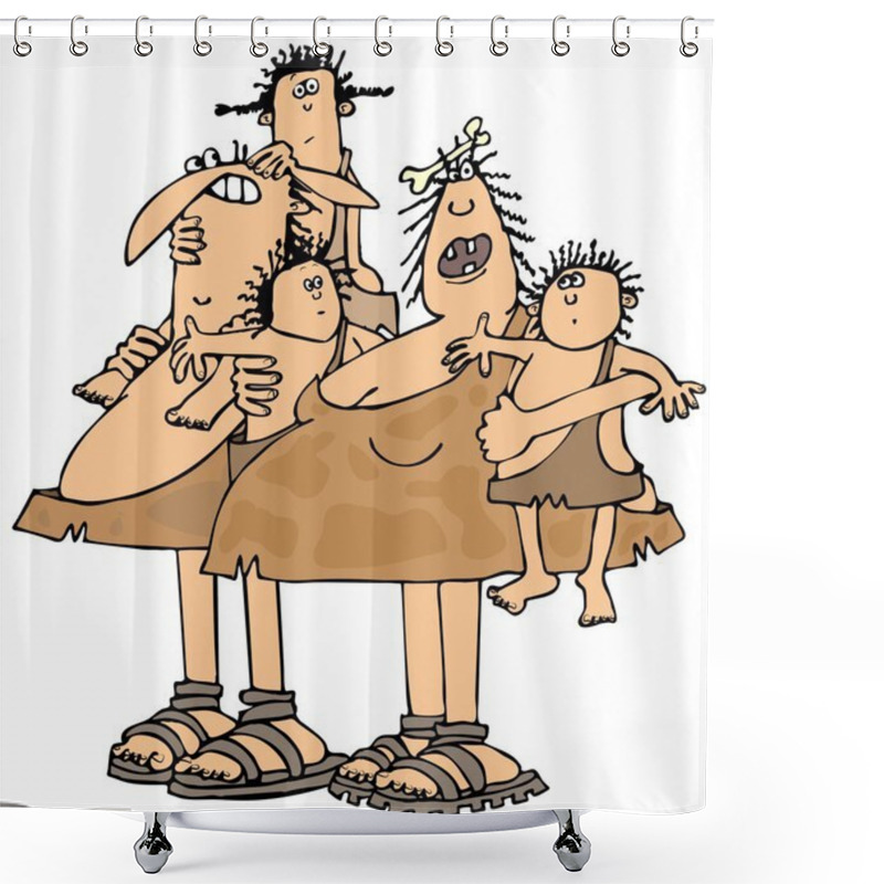 Personality  Neanderthal Family Shower Curtains