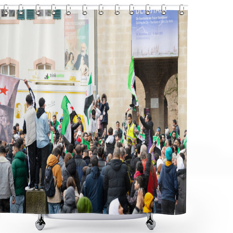 Personality  Syrians Celebrate After Assad Regime Toppled, War In The Middle East, Rebels And Islamists, Porta Nigra In Trier, Germany, 08.12.2024 Shower Curtains