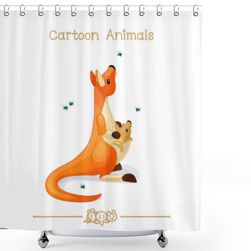 Personality   Toons Series Cartoon Animals: Red Kangaroo Shower Curtains