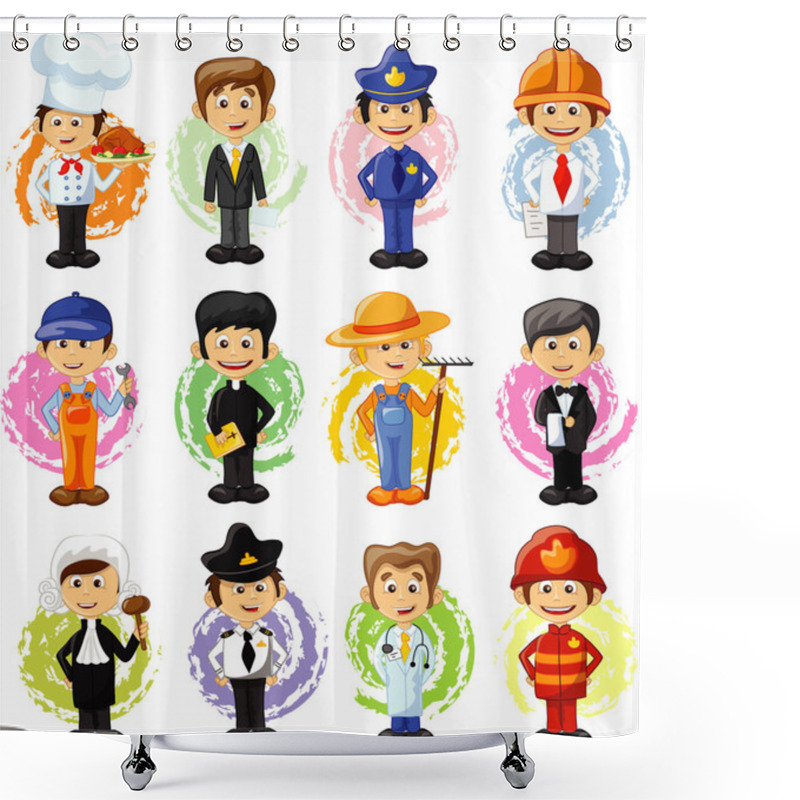 Personality  Cartoon Characters Of Different Professions Shower Curtains