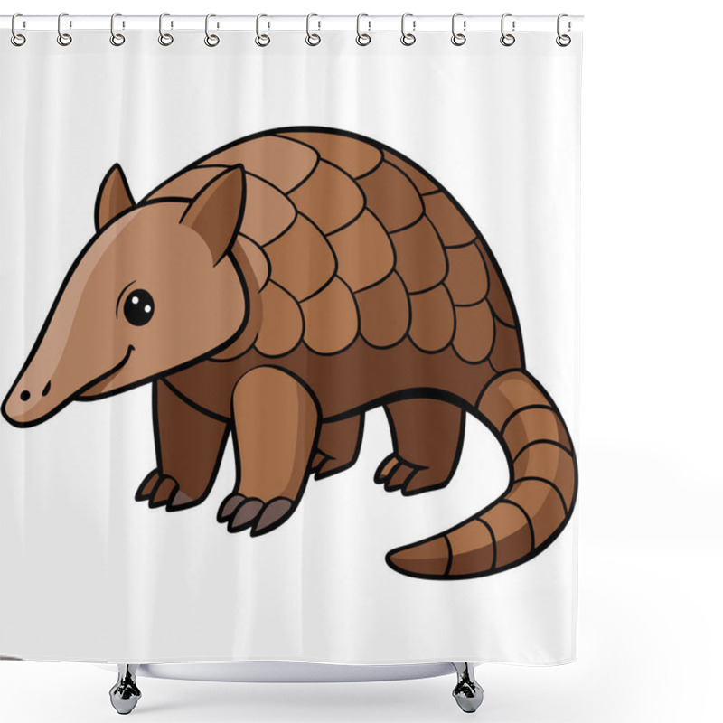 Personality  Pangolin Vector Illustration, Cartoon Clipart Character, Animal In Flat Style. Shower Curtains