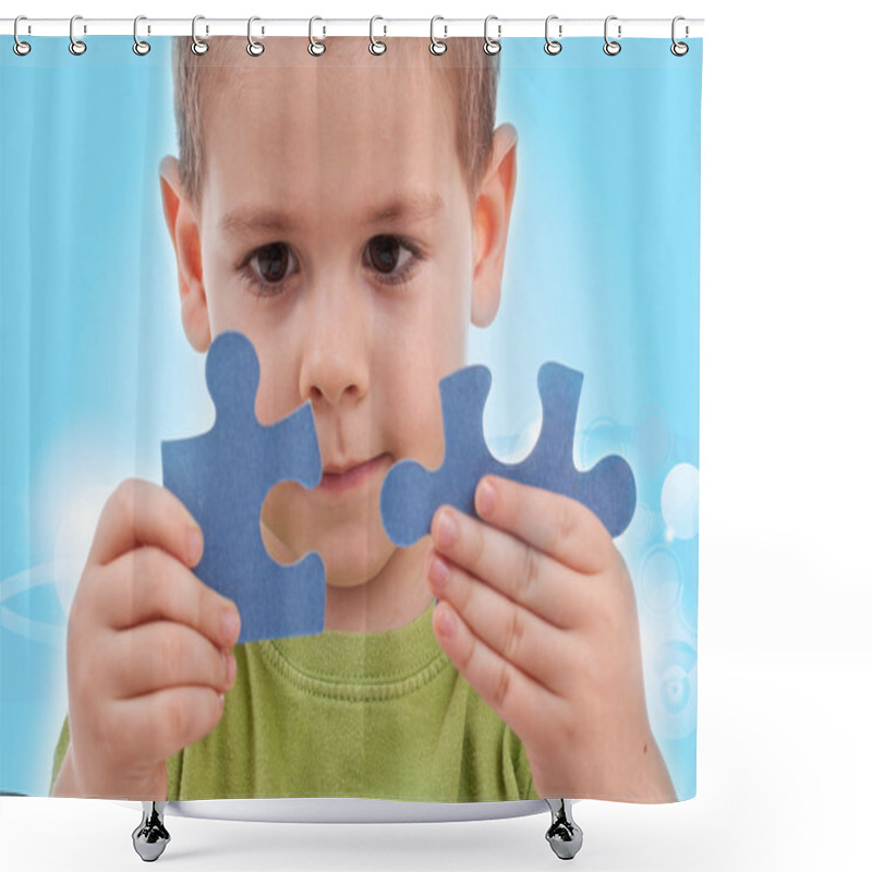 Personality  Boy With Puzzles Shower Curtains