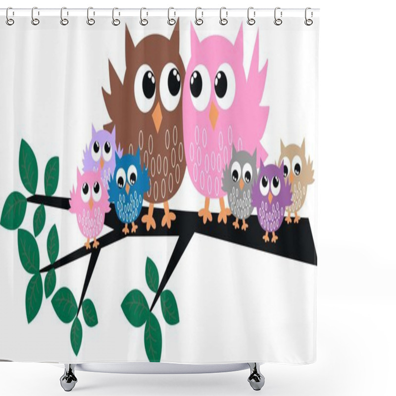 Personality  A Cute Owl Family Shower Curtains