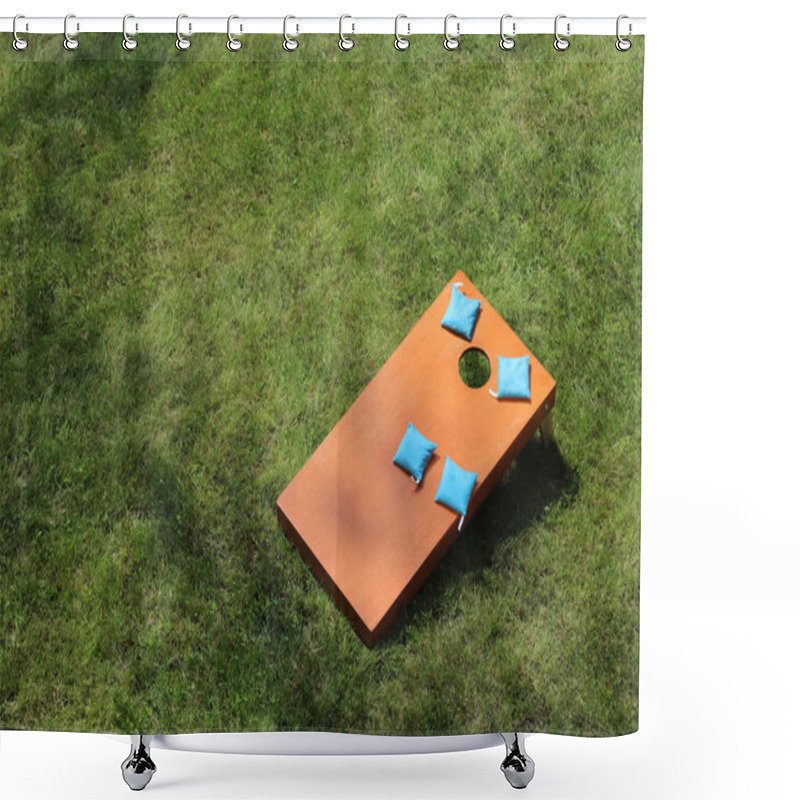 Personality  Bird Eye View Of Bean Bag Toss Corn Hole Game Shower Curtains