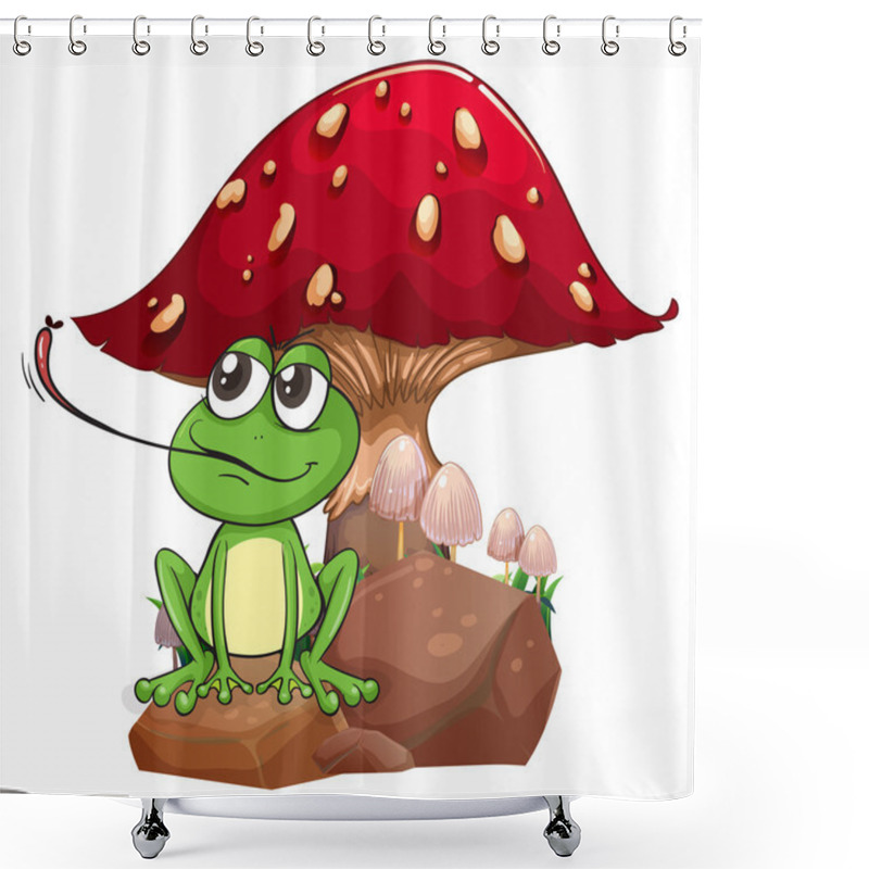 Personality  A Frog Catching A Fly Near The Giant Mushroom Shower Curtains