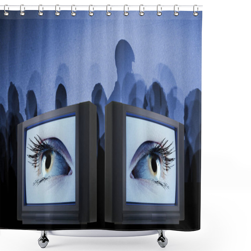 Personality  Old Fashioned Television With Eyes Shower Curtains