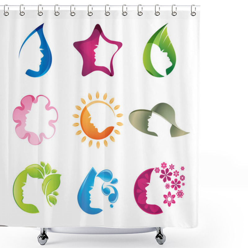 Personality  Set Of Beauty Icons Shower Curtains