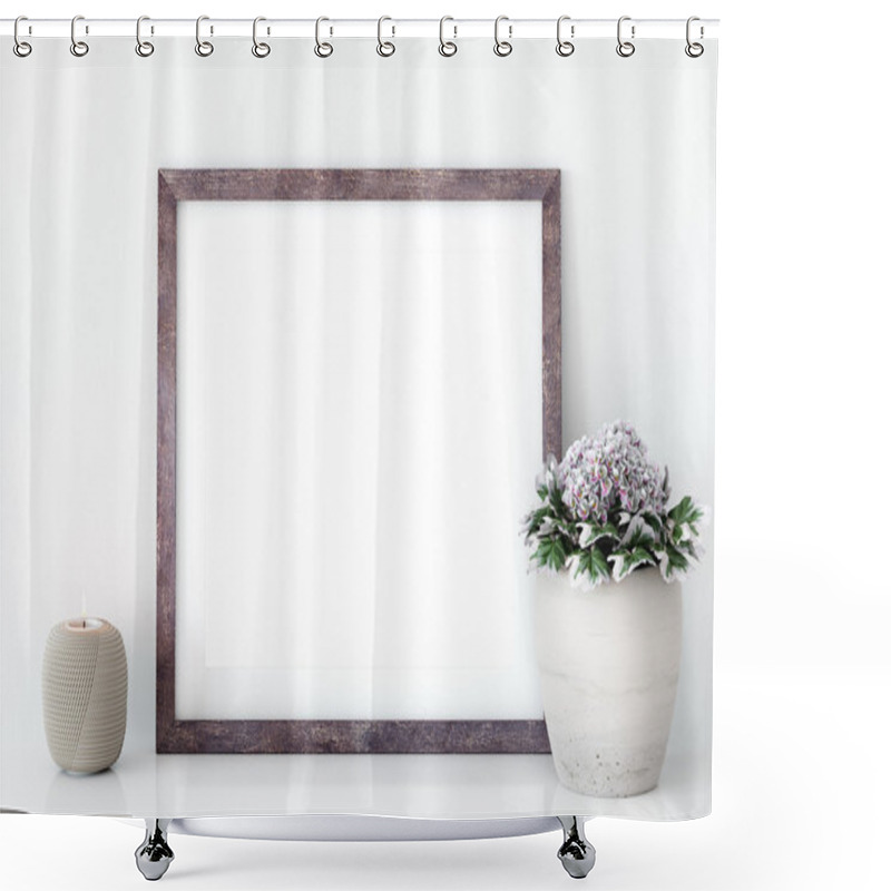 Personality  Frame Mockup, Poster Mock-up, Product Mockups, Canvas Mockup, Presentation Art Work, Scandinavian Style  Stock Image Shower Curtains