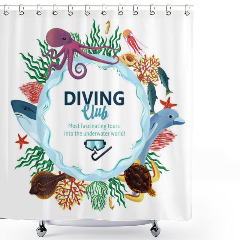 Personality  Sea Underwater Life Frame Shower Curtains