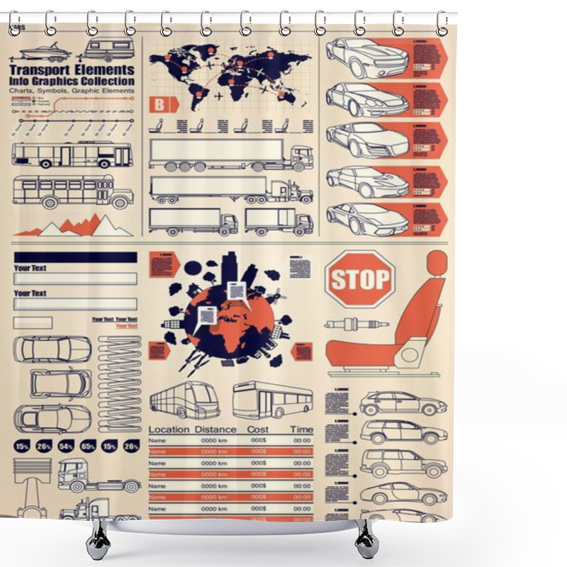 Personality  Car Info Graphics Shower Curtains