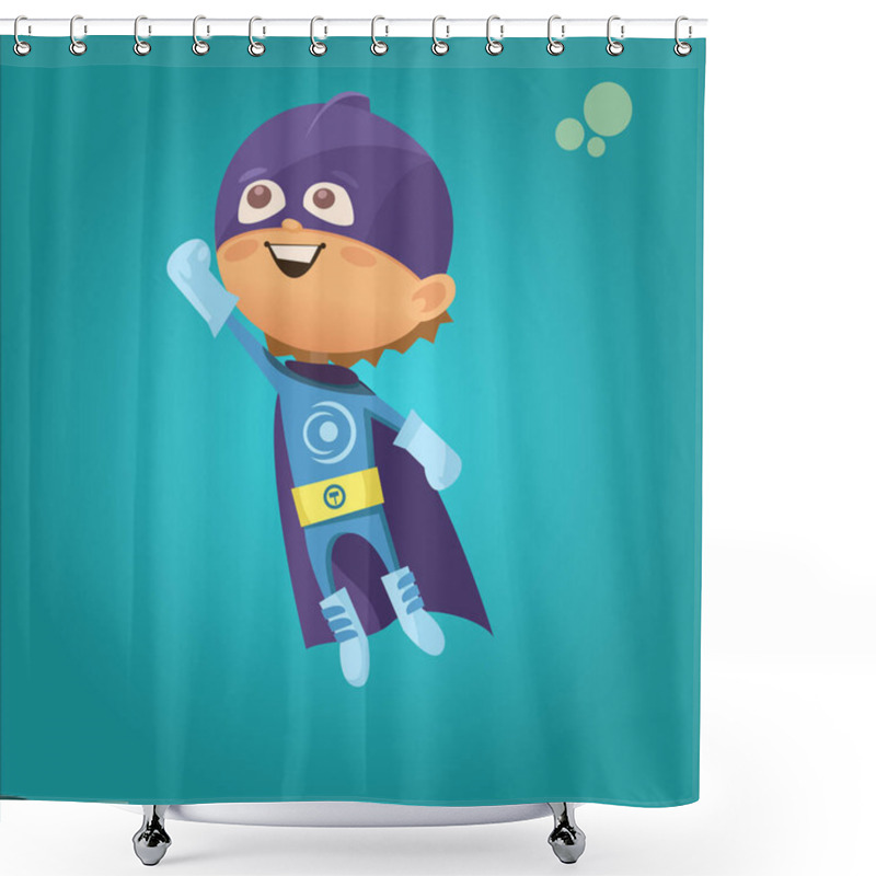 Personality  Super Hero Kids Funny Ilustration Vector Shower Curtains