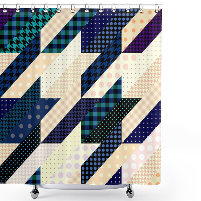 Personality  Geometrical Patchwork Pattern Shower Curtains