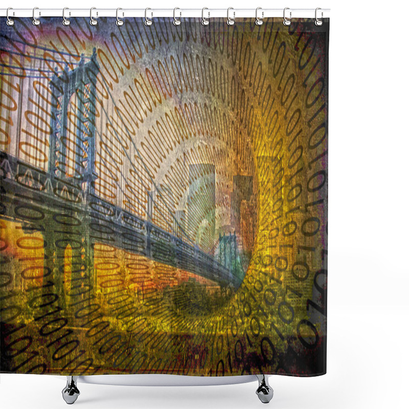 Personality  Binary Bridge Shower Curtains