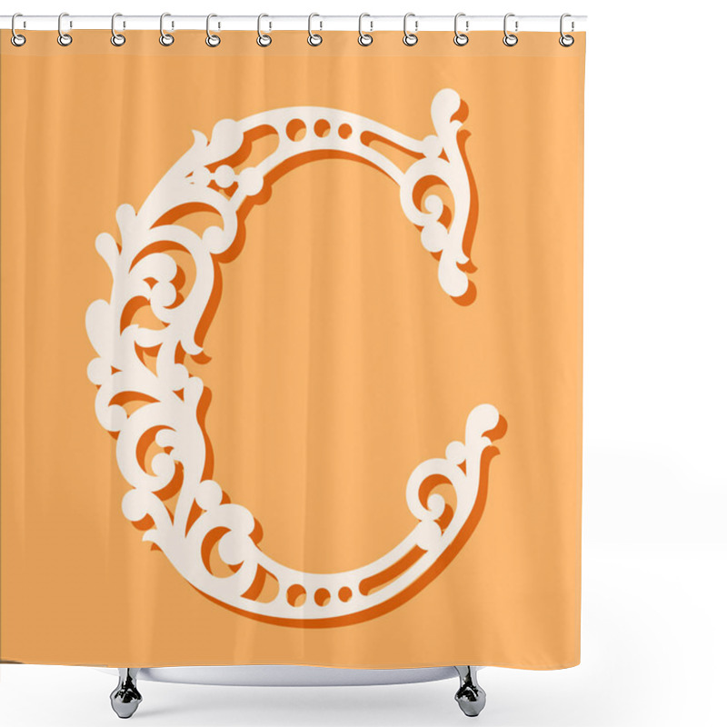 Personality  Laser Cut Template. Initial Monogram Letters. Fancy Floral Alphabet Letter. May Be Used For Paper Cutting. Floral Wooden Alphabet Font Letter. Filigree Cutout Pattern. Vector Illustration. Shower Curtains