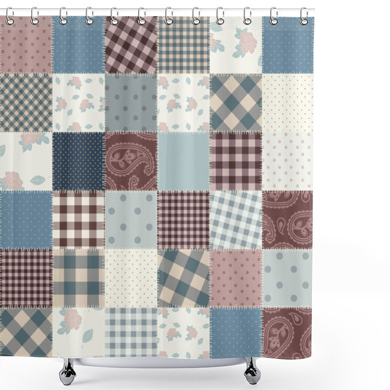 Personality  Patchwork Of A Fabric Squares Shower Curtains