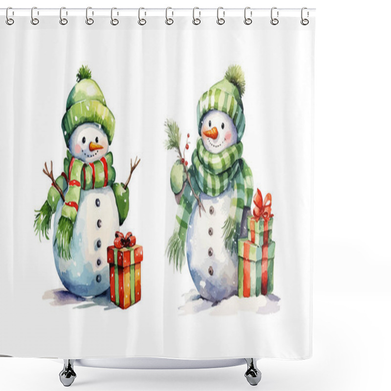 Personality  Snowman Clipart, Isolated Vector Illustration. Shower Curtains