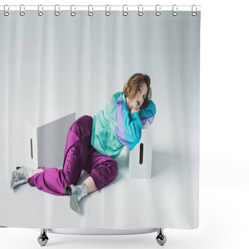 Personality  Girl In Sport Suit And High Heels Shower Curtains