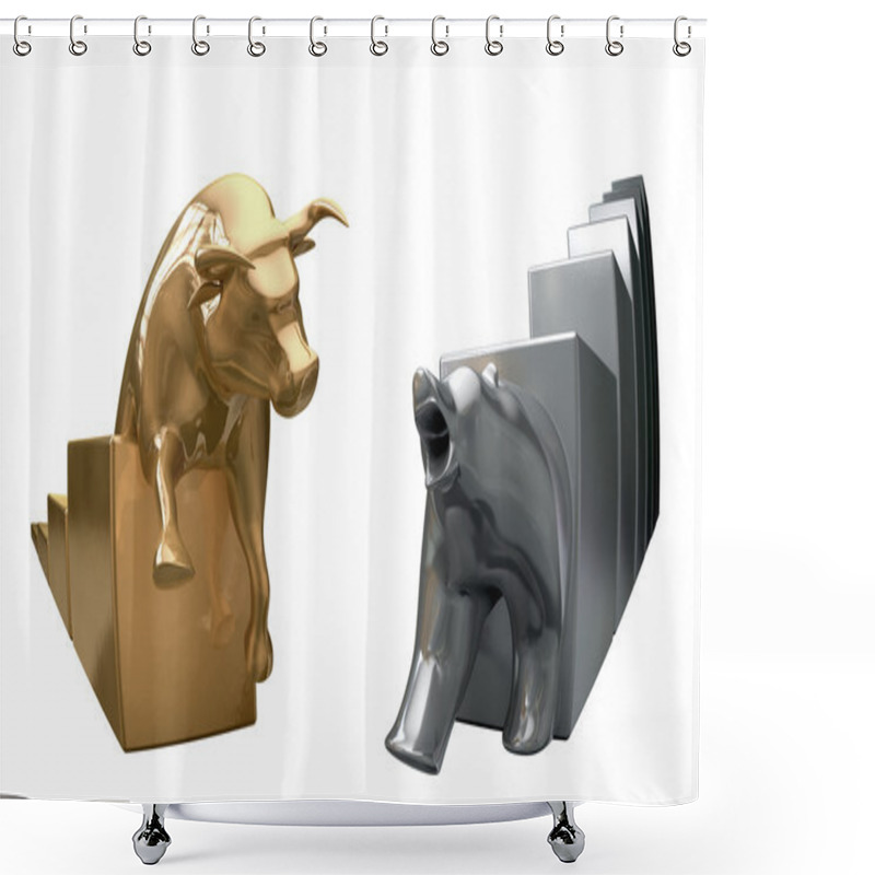 Personality  Bull And Bear Economic Trends Shower Curtains