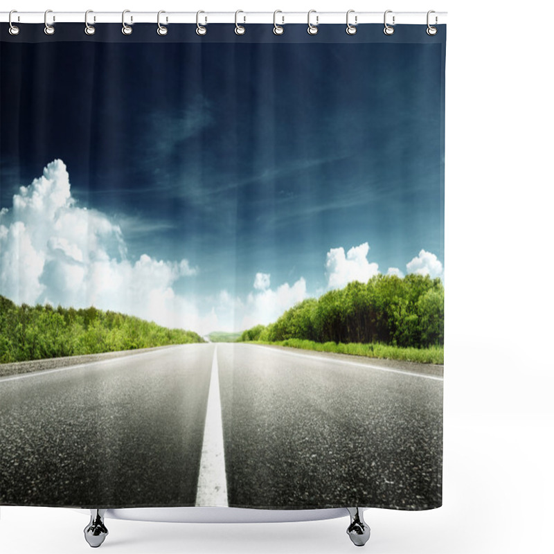 Personality  Road In Forest Shower Curtains