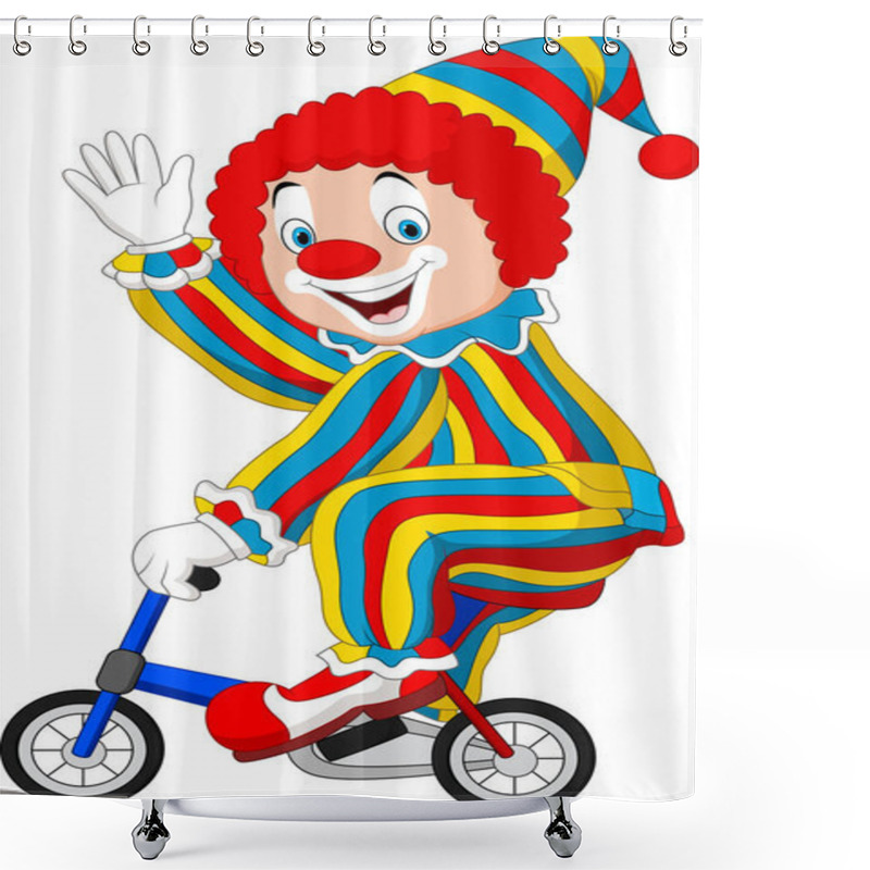 Personality  Cartoon Clown Riding Bicycle Shower Curtains