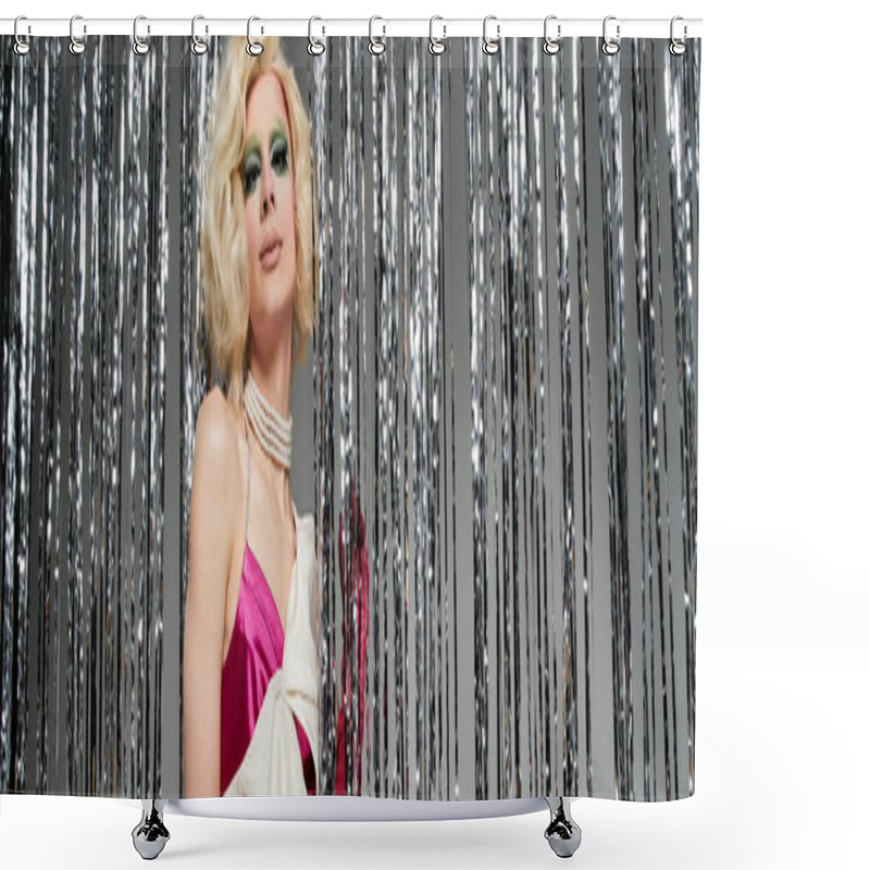 Personality  A Vibrant Performer Showcases Bold Fashion And Dynamic Energy. Shower Curtains