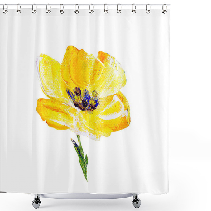 Personality  Hand Painted Modern Style Yellow Flower Shower Curtains