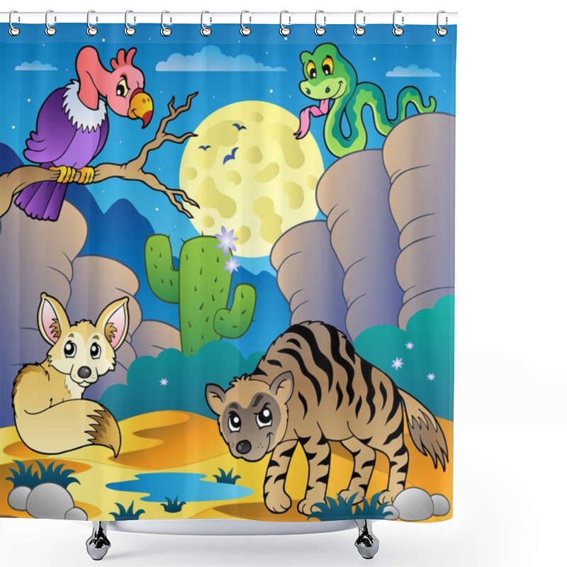 Personality  Desert Scene With Various Animals 2 Shower Curtains