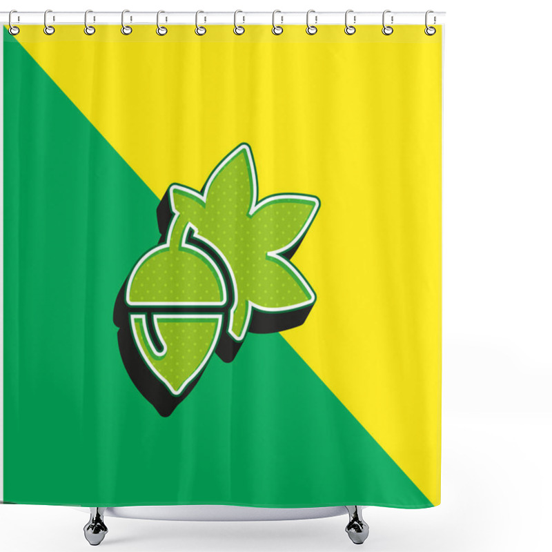 Personality  Bot Green And Yellow Modern 3d Vector Icon Logo Shower Curtains