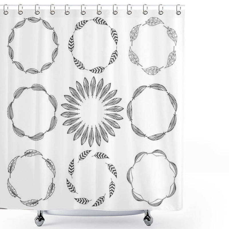 Personality  Set Of Feather Borders, Decorative Frame Shower Curtains