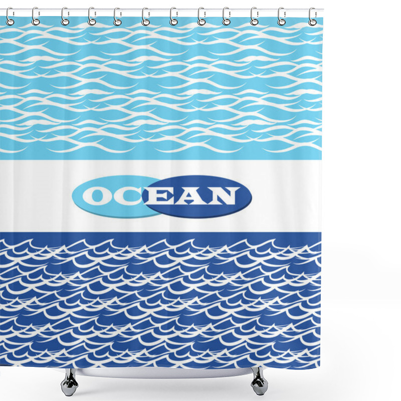 Personality  Ocean Waves Seamless Borders Shower Curtains