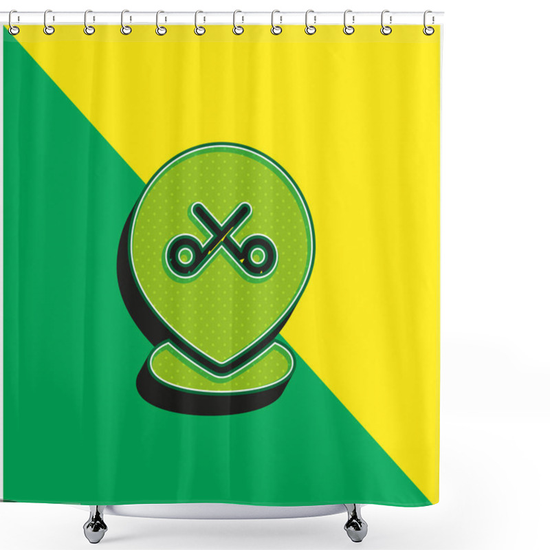 Personality  Barber Shop Green And Yellow Modern 3d Vector Icon Logo Shower Curtains