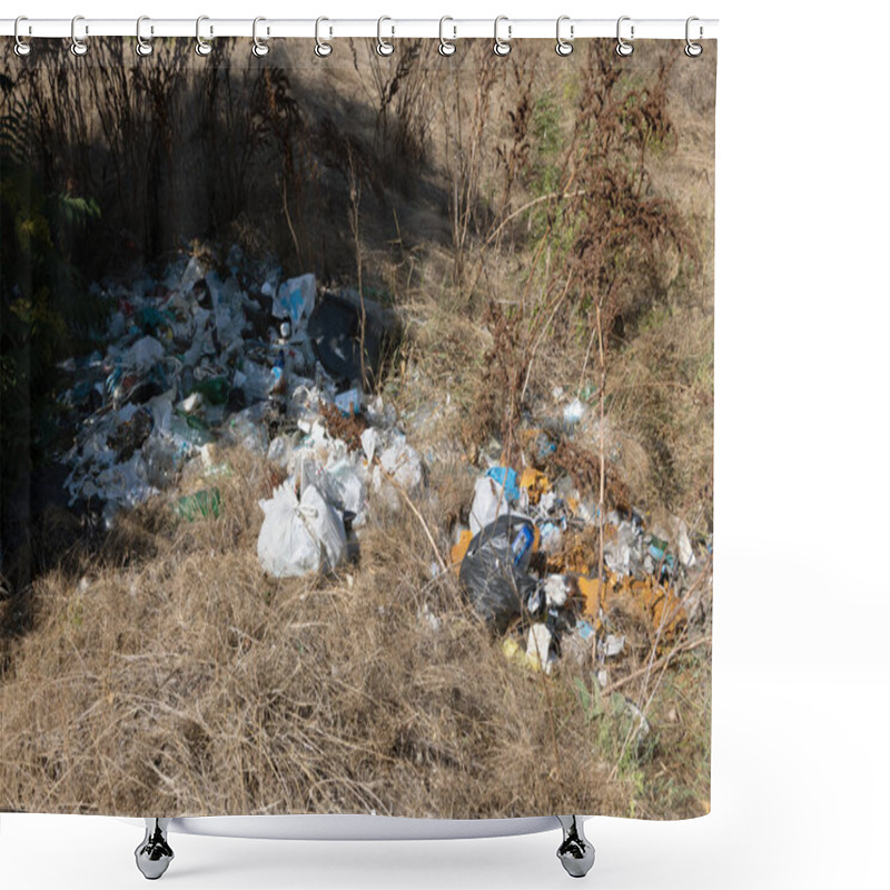 Personality  Household Garbage Pile Illegal Dumping Forest Pollution Environmental Problem Litter Waste Debris Nature Contamination Ecological Trash Heap Urban Waste Landfill Damage Eco Awareness Recycling Issue Shower Curtains