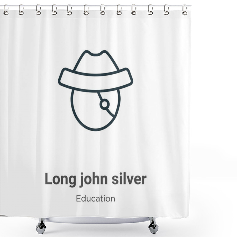 Personality  Long John Silver Outline Vector Icon. Thin Line Black Long John Silver Icon, Flat Vector Simple Element Illustration From Editable Literature Concept Isolated On White Background Shower Curtains