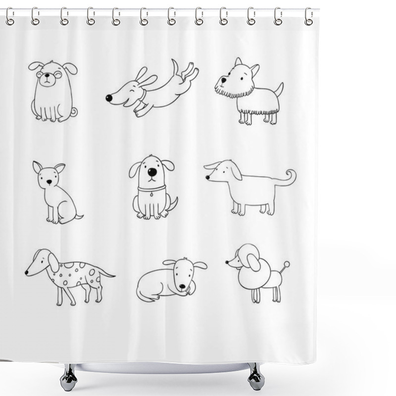 Personality  Set Of Funny Cartoon Dogs. Shower Curtains