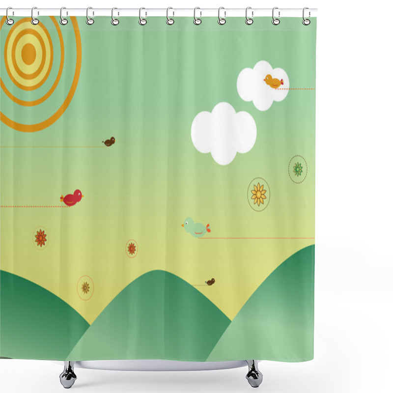 Personality  Retro Style Landscape Shower Curtains