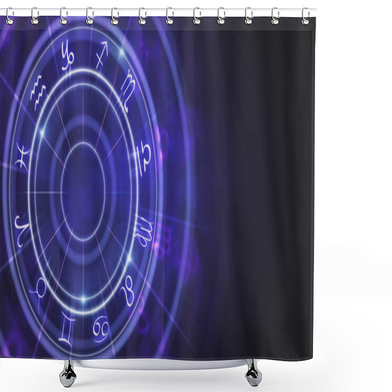 Personality  Abstract Purple Zodiac Wheel Wallpaper. Cyberspace Concept. 3D Rendering  Shower Curtains