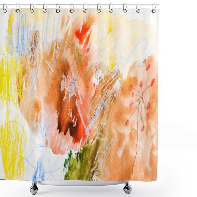 Personality  Child's Painting - Girl In Autumn Forest Shower Curtains