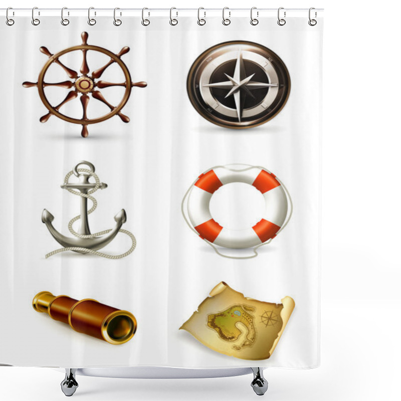 Personality  Marine Set, High Quality Icons 10eps Shower Curtains