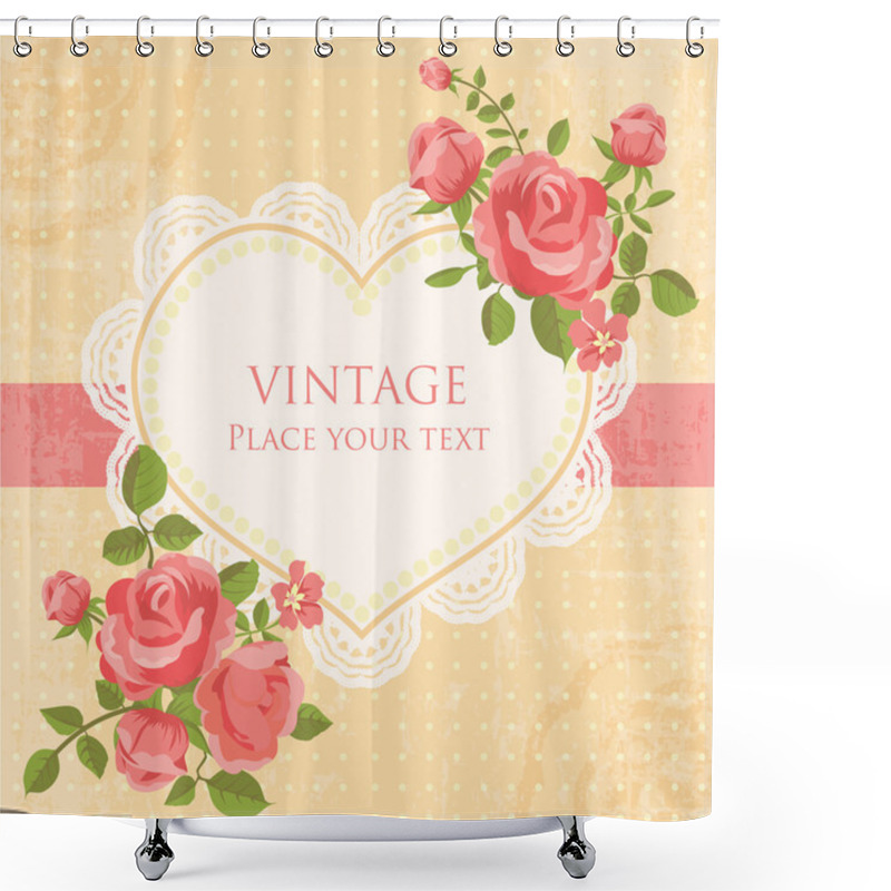 Personality  Valentine's Day And Wedding Card With Roses Shower Curtains