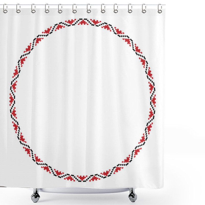 Personality  Traditional Slavic Round Embroidery Shower Curtains