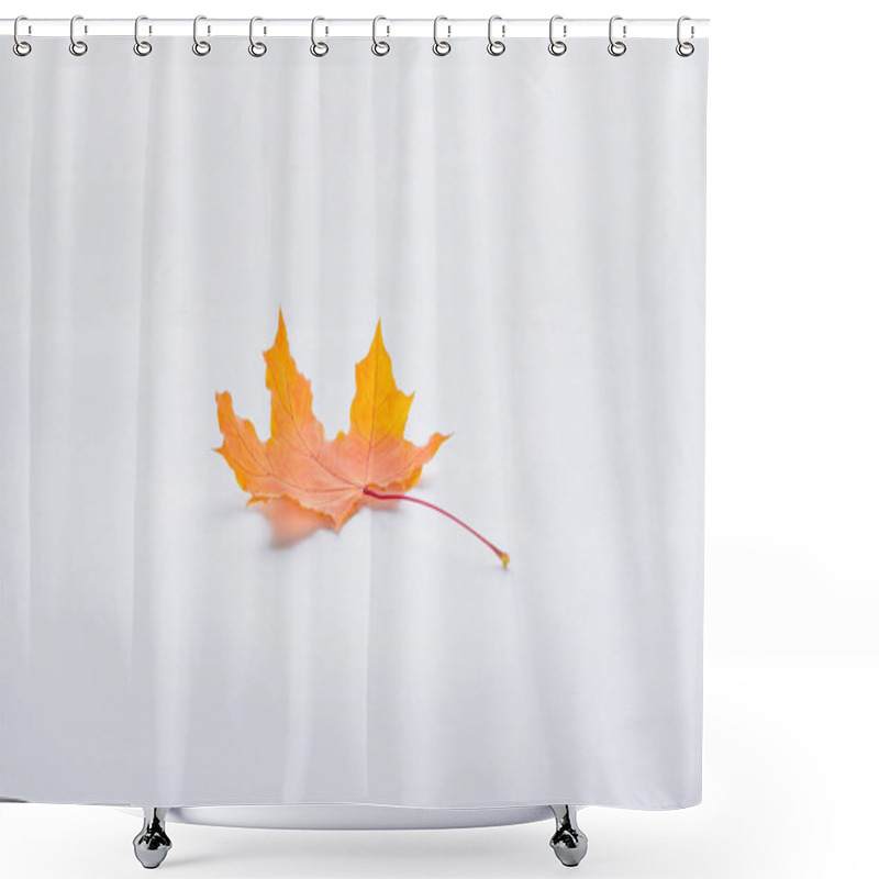 Personality  One Orange Maple Leaf Isolated On White, Autumn Background Shower Curtains