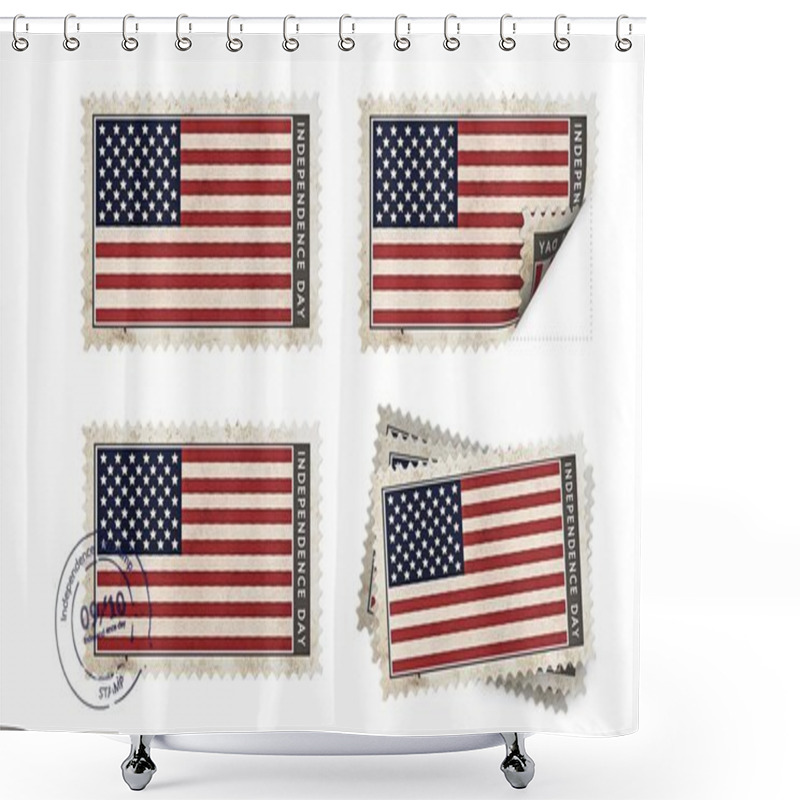 Personality  United States Of American Flag On Stamp Independence Day Set Shower Curtains