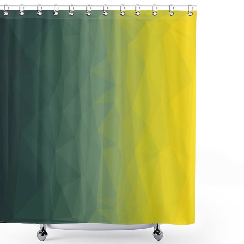 Personality  Geometric Background With Yellow Green Abstract Poly Pattern Shower Curtains