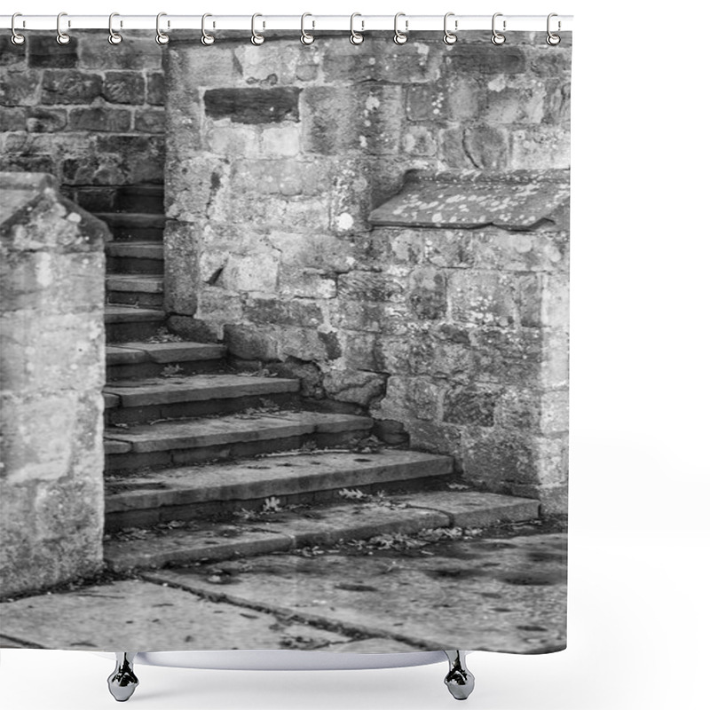 Personality  Black And White Detail Image Of Regency Period Design Steps Into Shower Curtains