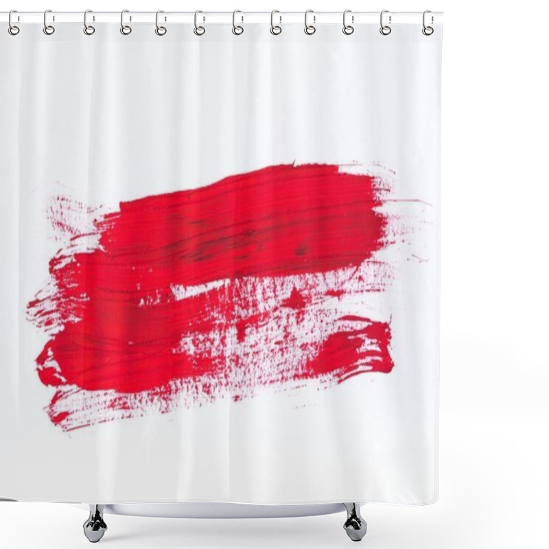 Personality  Abstract Painting With Bright Red Brush Strokes On White Shower Curtains