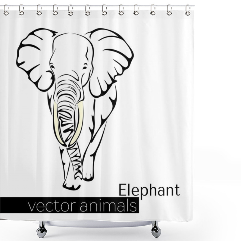 Personality  Wild Animal Elephant. Vector Illustration For Greeting Card, Poster, Or Print On Clothes. Shower Curtains