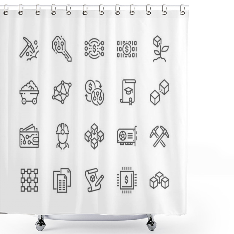 Personality  Line Blockchain Icons Shower Curtains