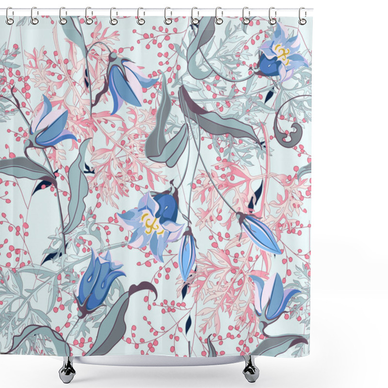 Personality  Flower Vector Illustration With Wild Flowers And Plants. Shower Curtains