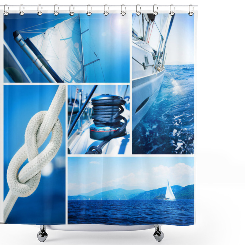 Personality  Yacht Collage.Sailboat.Yachting Concept Shower Curtains