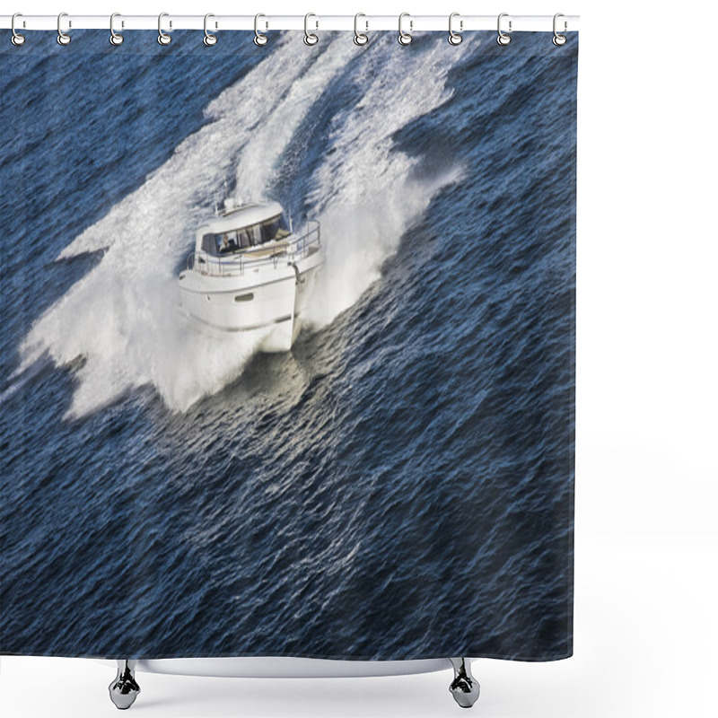 Personality  Speed Boat Making A Turn Shower Curtains